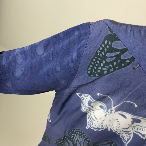 Wild Thing Wild Woman Lavender Patchwork Batik Short Sleeve Tunic Boxy Tee S/M - Picture 6 of 11